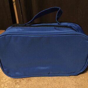 TRAVEL MAKEUP CASE COSMETIC MAKEUP BAG MIA SERENITY 2 ZIPPERED COMPARTMENT BLUE